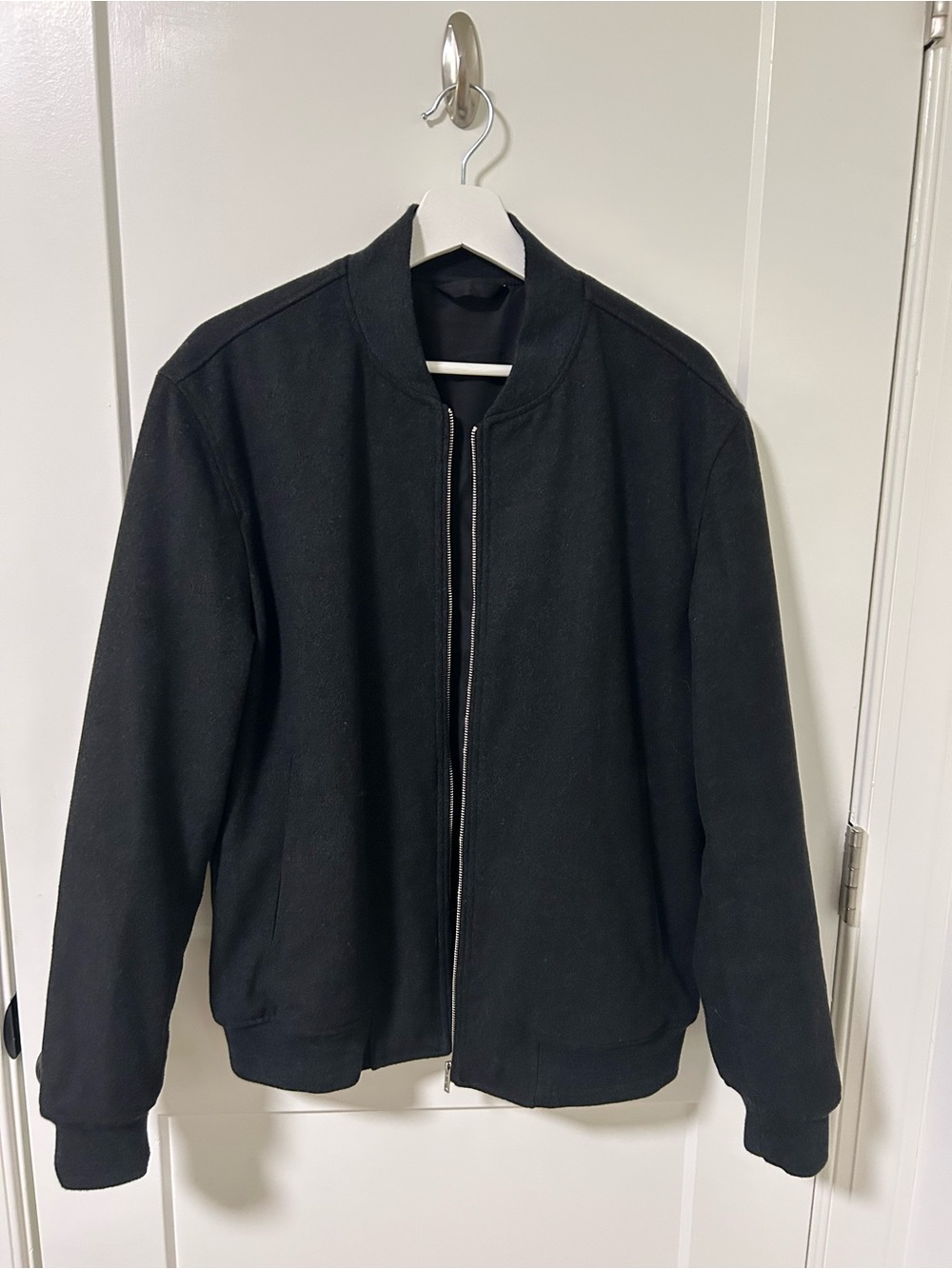 Mango Black Men's Wool Bomber Jacket